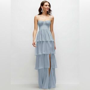 Dessy NWT Light Blue Tiered Spaghetti Strap Maxi Dress